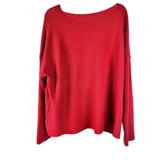 Eileen Fisher 100% Wool Sweater Asymmetrical Lagenlook Oversized M-L  Valentine' - Picture 5 of 7